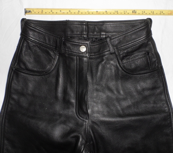 Мото штани жіночі шкіряні чорні розмір S довгі, фото №8