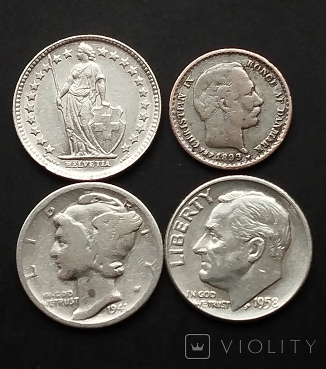 Срібні монети світу 1899 - 1958 (4шт.), фото №2
