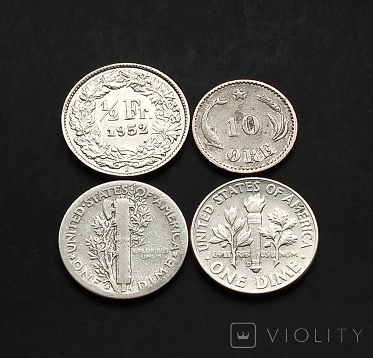 Срібні монети світу 1899 - 1958 (4шт.), фото №3