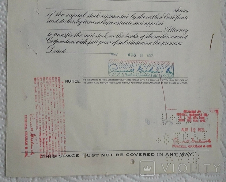 Сертифікат на 20 акцій мережі супермаркетів США 1971 року, фото №8