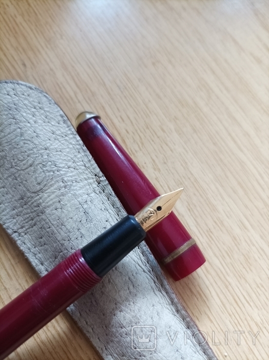 Перова ручка ,золоте перо,шкіряний футляр., фото №3