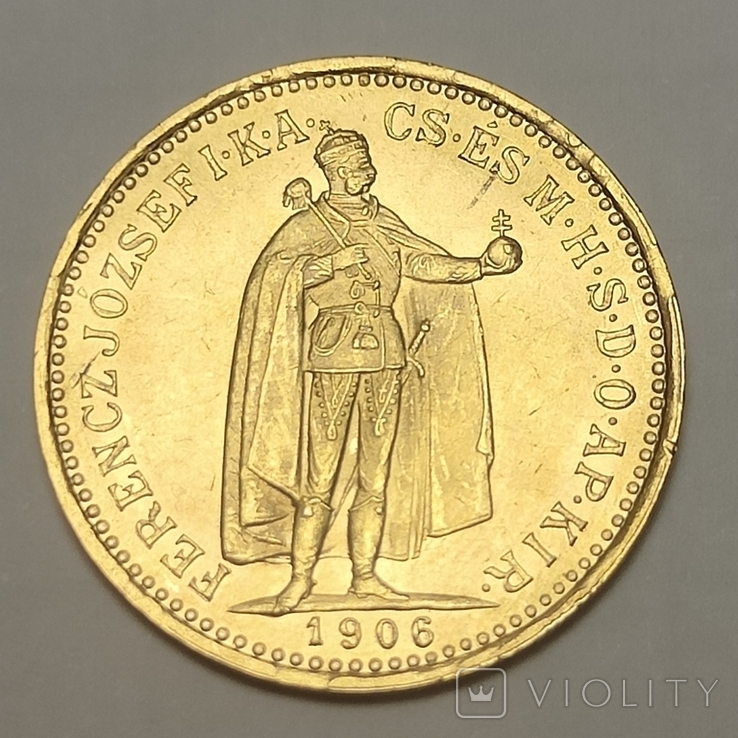 10 крон 1906, Венгрия, Франц Иосиф I, золото, фото №2