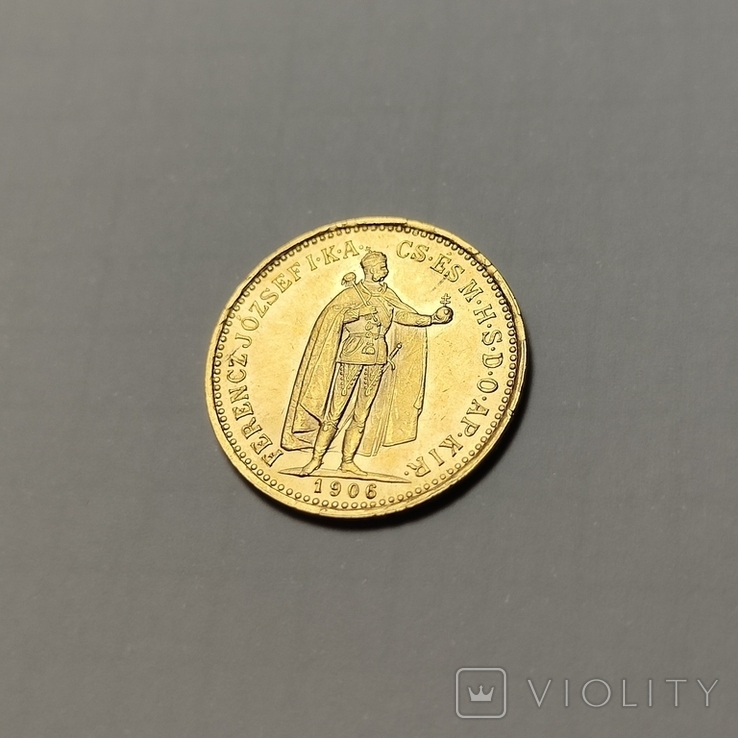 10 крон 1906, Венгрия, Франц Иосиф I, золото, фото №4