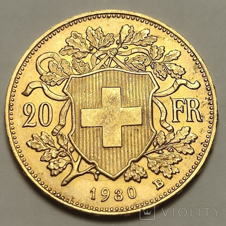 20 франков 1930, Швейцария, Хелветия, золото, фото №3