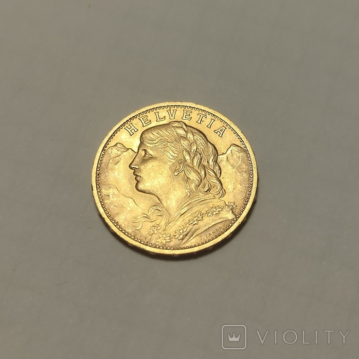 20 франков 1930, Швейцария, Хелветия, золото, фото №4