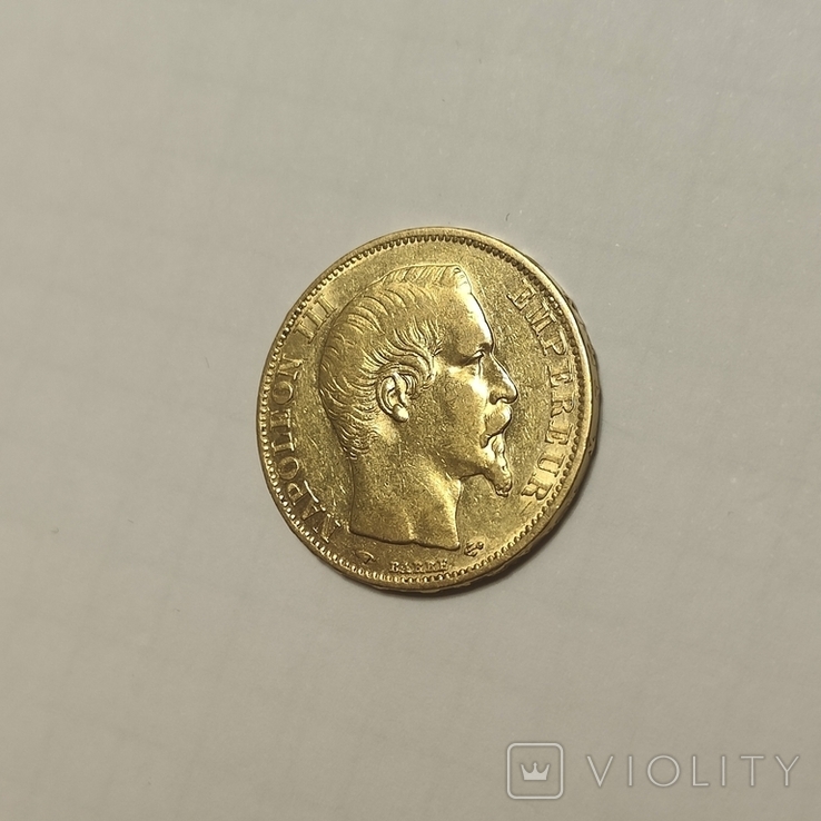 20 франков 1858, Франция, Наполеон III без венка, золото, фото №5
