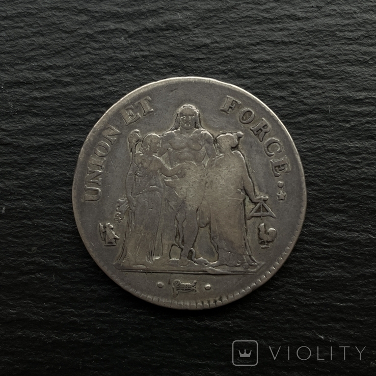 5 франков 1798 LAN 7 Первая Французкая Республика серебро 24.75 грамм, фото №3