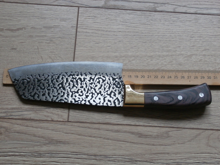  Ніж сікач кухонний Santoku Сантоку 30.5 см,топорик для мяса,рыбы, фото №5