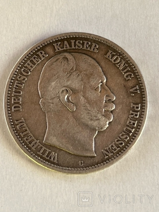 5 марок 1876 С Пруссия Вильгельм І, фото №2