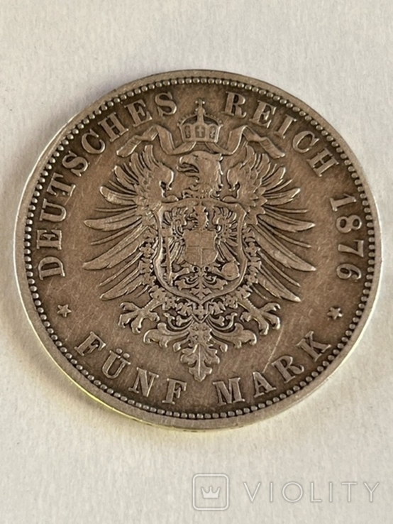 5 марок 1876 С Пруссия Вильгельм І, фото №3