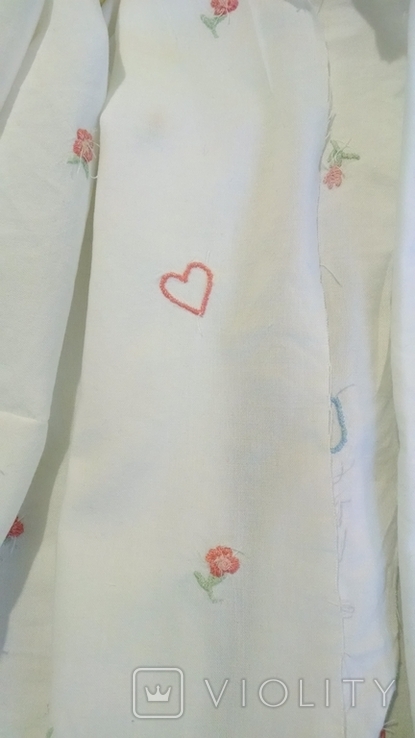 Лоскуты ткани сердечки и цветы вышиты для кукольных платьев, фото №5