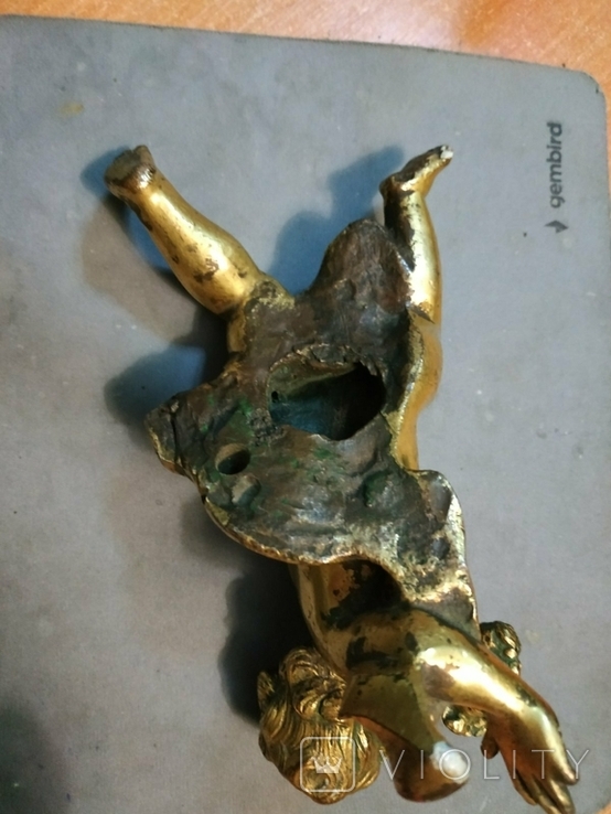 Фигурка "Путти", бронза, позолота, фото №4