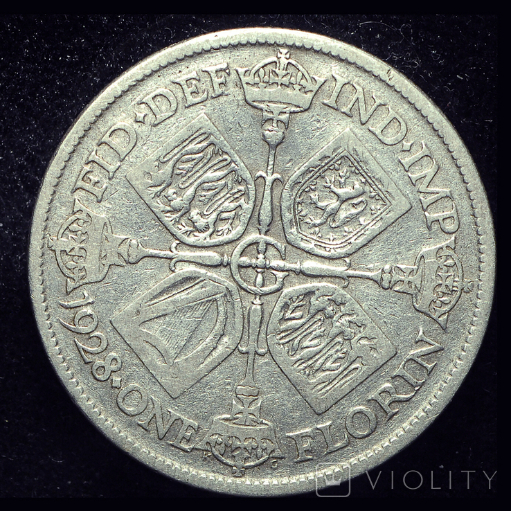 Великобритания флорин 1928 серебро 11.3 грамм, фото №2