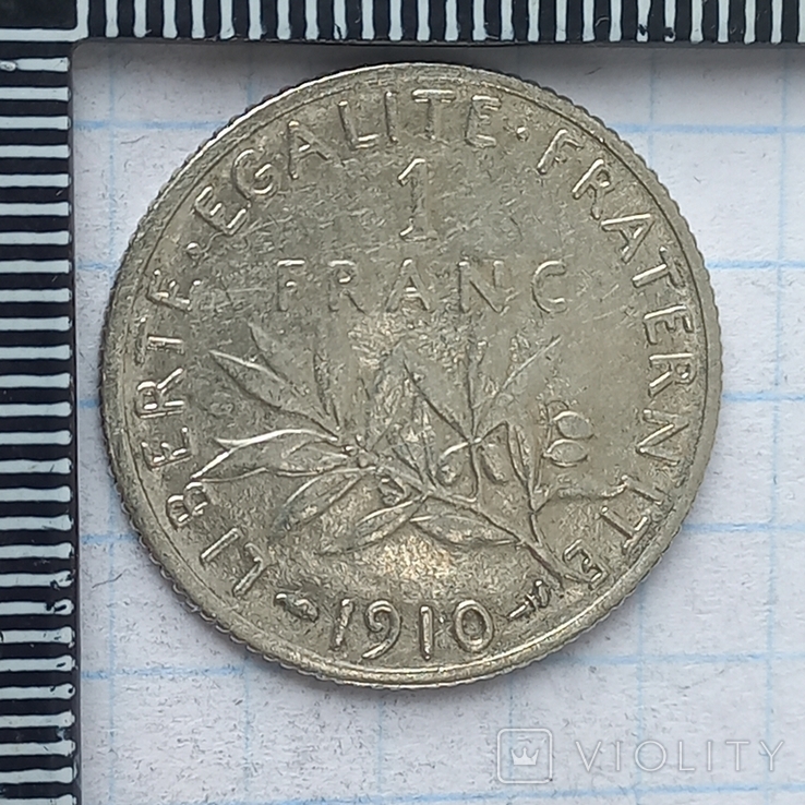 1 франк, Франция, 1910 год, "сеятельница", серебро, 835-я проба, 4.99 грамм, фото №3