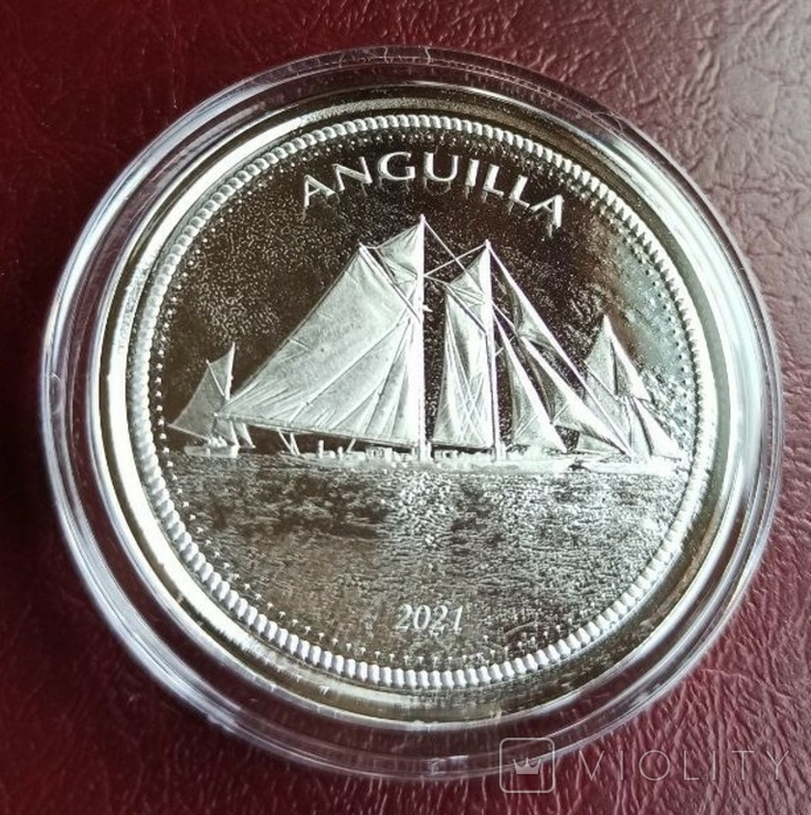 2 доллара 2021 Ангилья Парусная регата, серебро 999, KM#36, фото №2