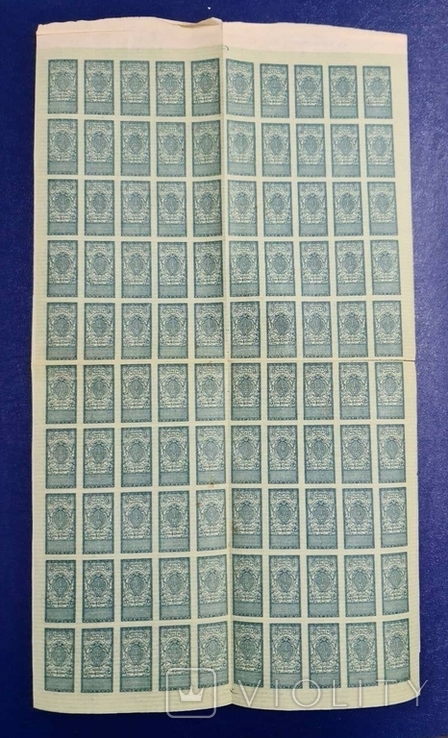 Україна 1918 Гербова марка 40 шагів повний лист з надривами, фото №2