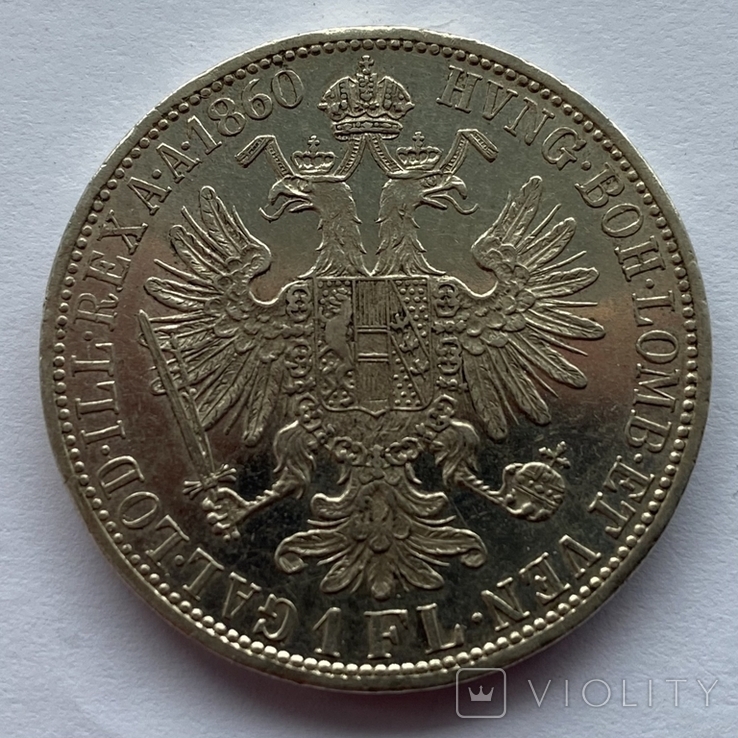 Австро-Угорщина 1 флорін 1860 А Срібло, фото №4