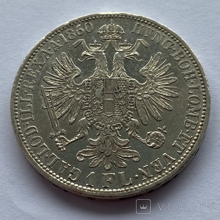 Австро-Угорщина 1 флорін 1860 А Срібло, фото №5