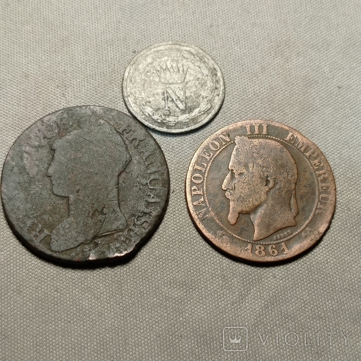 10 центов(чентезимо) 1810М, 5 сантимов 1861К, 5 сантимов 1799АА.Описание.фото., фото №2