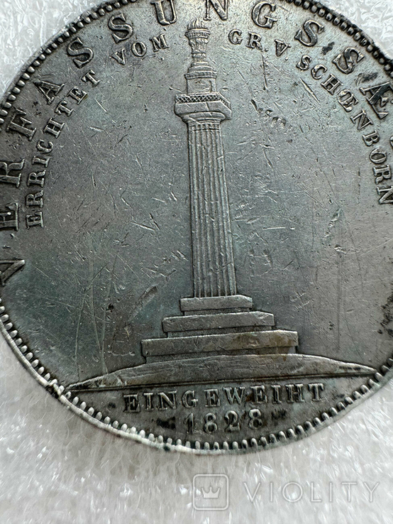 1 Талер 1828 (Пам'ятник КОНСТИТУЦІЇ, Баварія), фото №5