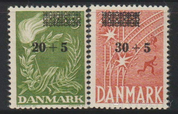 Дания. 1955. Надпечатки **.