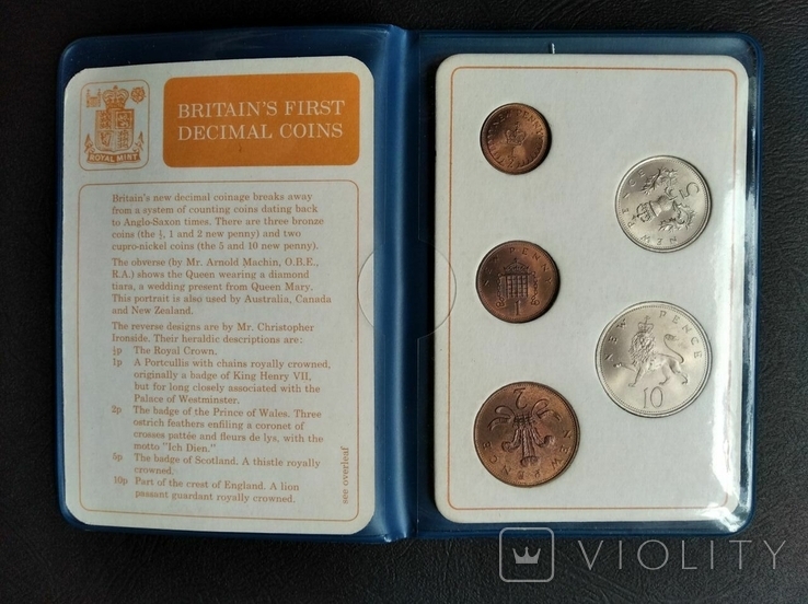 Великобритания набор монет 1968 Unc родная упаковка, фото №2
