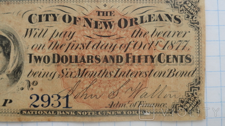 США 2,50 доллара 1877 г. ( НОВЫЙ ОРЛЕАН) ЛУИЗИАНА, фото №4
