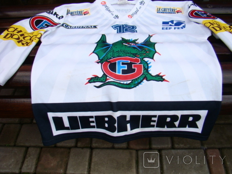 Хоккей, клубная футболка, свитер ХК Фрибург-Готтерон, Швейцария с автографами хоккеистов., фото №4