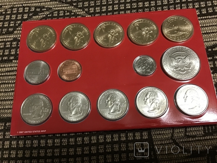 Набор монет сша 2007 D.(1 доллар, 50 центов, 25 центов, 10 центов, 5 центов, 1 цент), фото №3