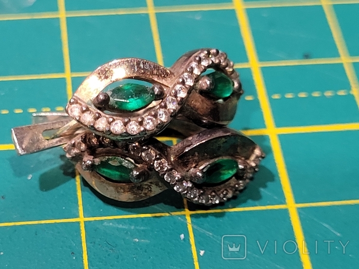 Серьги +кольцо серебро 925 с Золотыми вставками и камнями., фото №11