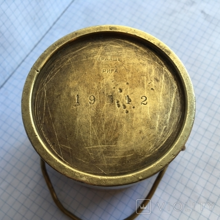Пурка бронза мера веса №26501 клеймо фабрики П.Рааше г. Рига РИ год 1912-й см. видео обзор, фото №10