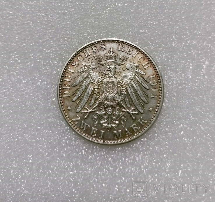 2 марки 1911 г., Бавария, 90 лет со дня рождения Луитпольда Баварского, фото №3
