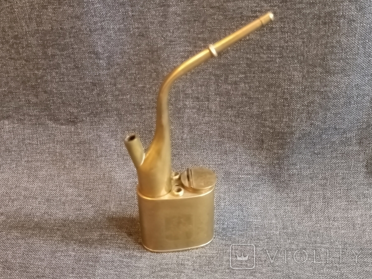 Курительная трубка бронзовая с подставкой и футляром, фото №3