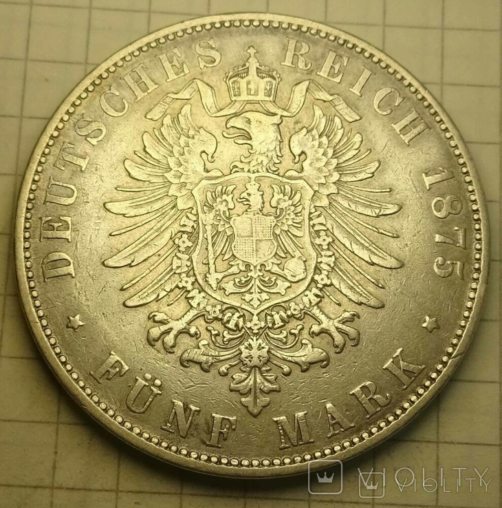 5 марок, Саксония. 1875г., фото №5