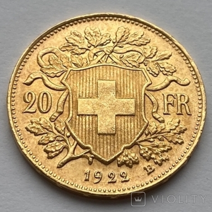 20 франков 1922 г. Швейцария, фото №3