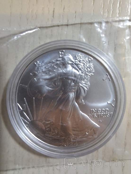 Американский Орёл 1 доллар 2024 Шагающая Свобода Серебро 999 1oz, фото №3