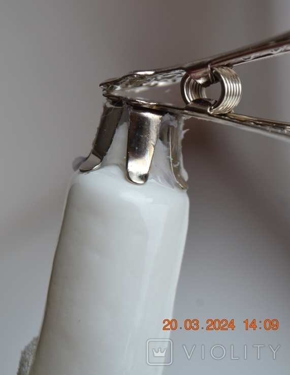 Скляна ялинкова іграшка "Новорічна біла палаюча свічка". Висота 10 см., фото №12