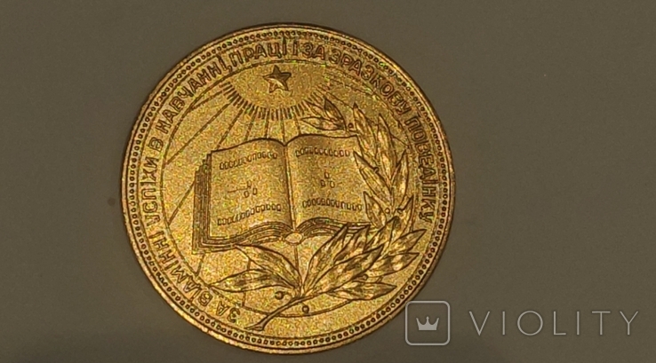 Медаль золотая школьная УРСР, фото №2