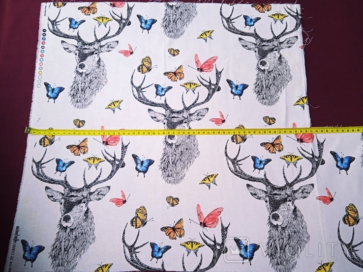Ткань Michael Miller fabrics Олень и бабочки, хлопок, новая, кусок., фото №3