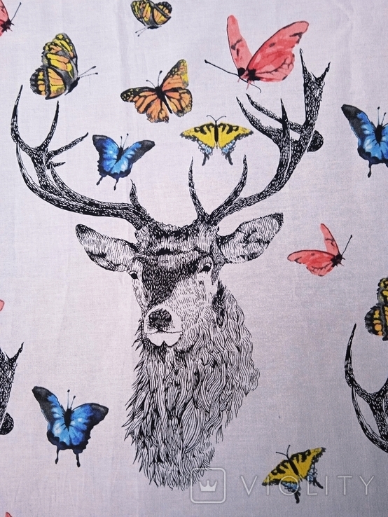 Ткань Michael Miller fabrics Олень и бабочки, хлопок, новая, кусок., фото №2