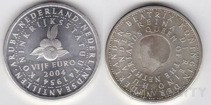 Netherlands Нидерланды - 5 Euro 2004 - 50 років внутрішній автономії comm. - а