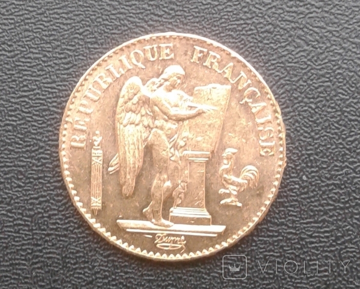 20 франків 1898 рік Франція Ангел, фото №2