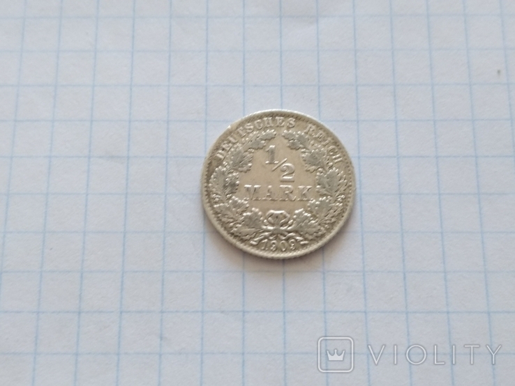 1/2 марки серебро Германия, фото №2