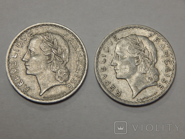 2 монеты по 5 франков, 1949/50 г.г. Франция, фото №3