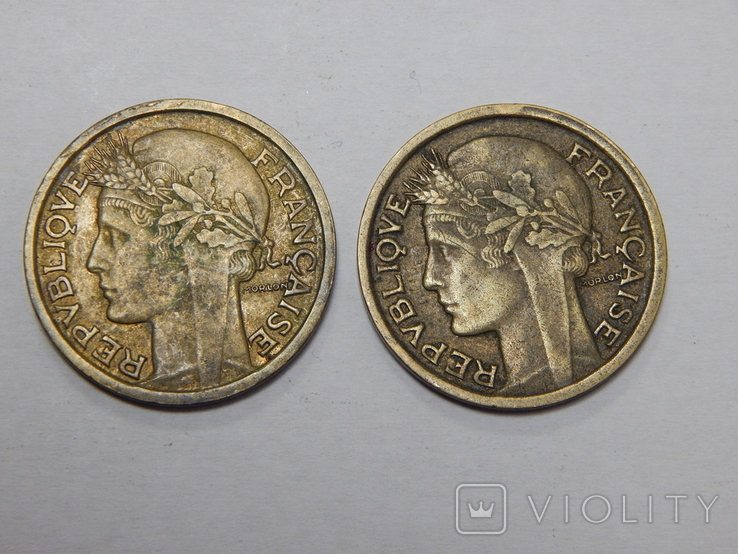 2 монеты по 1 франку, 1940 г Франция, фото №3