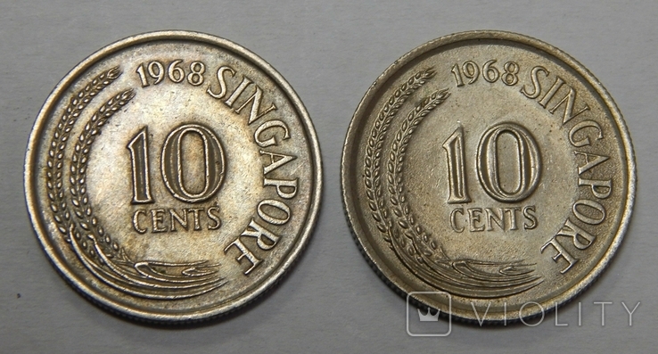 2 монеты по 10 центов, 1968 г Сингапур, фото №2