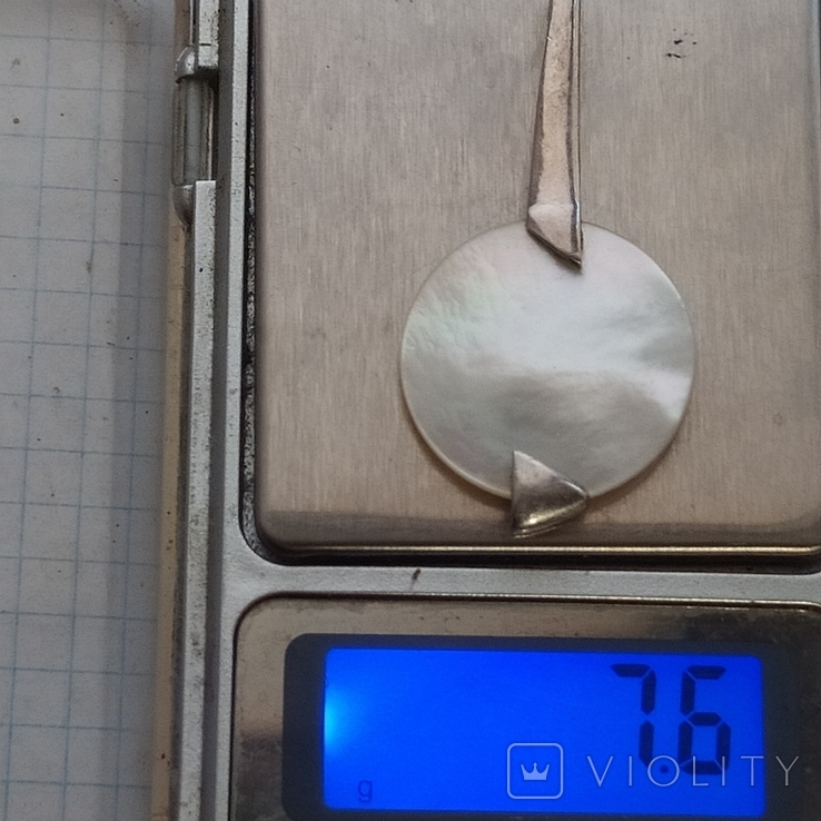 Крупный кулон серебро перламутр, 7,6 грам, фото №9