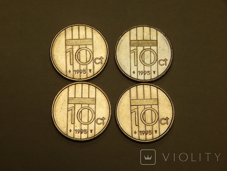 4 монеты по 10 центов, Нидерланды, 1995 г, фото №2