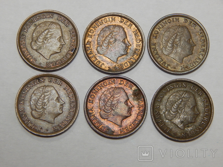 6 монет по 1 центу, Нидерланды, фото №3
