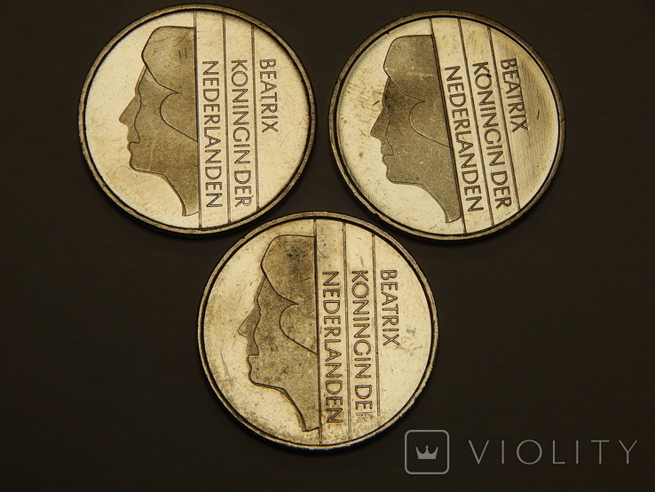 3 монеты по 1 гульдену, Нидерланды, фото №3